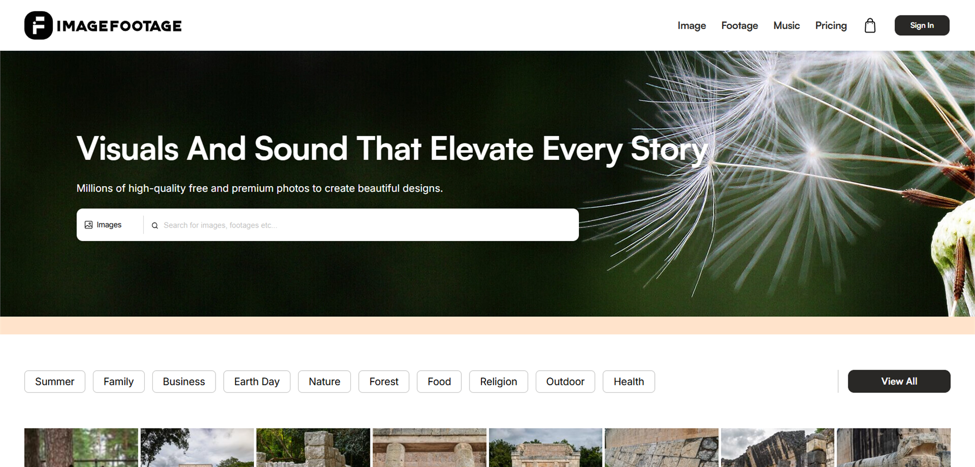 ImageFootage marketplace homepage