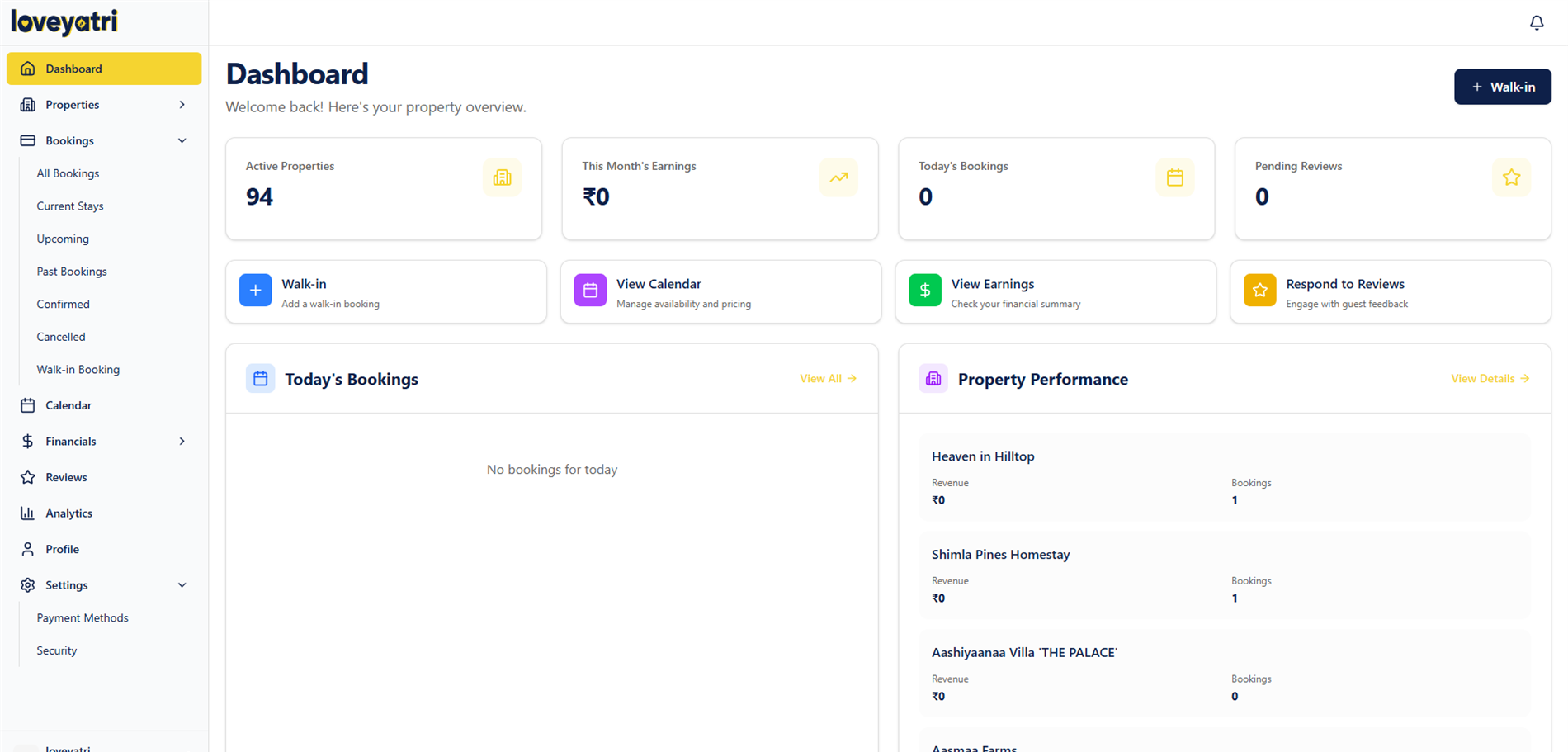 Loveyatri host dashboard